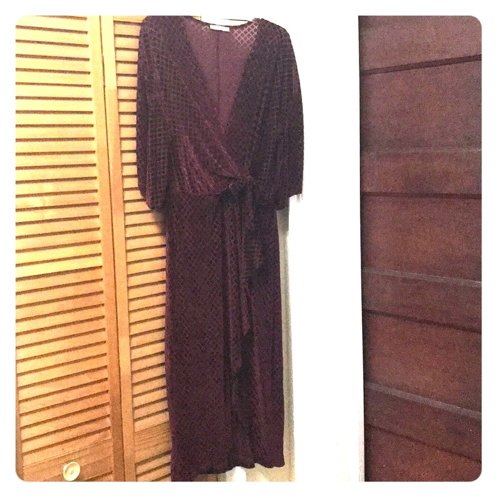 Deep red crushed velvet/velour midi Zara dress.